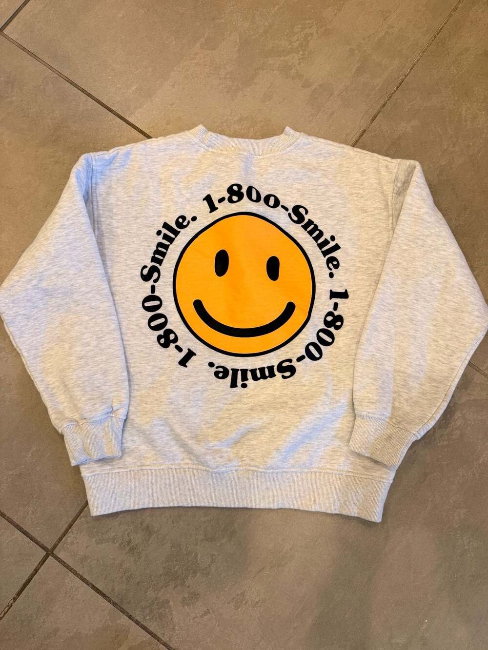 Bailey Rose 1-800-Smile Yellow Smiley Face Graphic Crewneck Sweatshirt